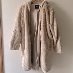 Zara Long Winter Faux-fur coat